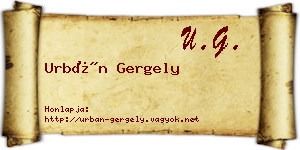 Urbán Gergely névjegykártya