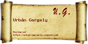 Urbán Gergely névjegykártya
